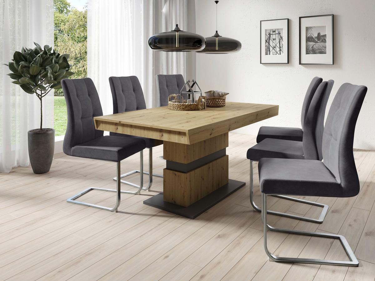 Schwingstuhl-Set Marlen XXL Anthrazit/Silberfarben B: 47cm - Anthrazit/Silberfarben, LIFESTYLE, Textil/Metall (47/96/62cm) - MID.YOU