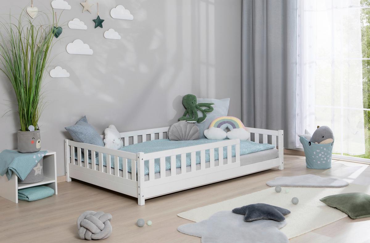 Hausbett Lou Weiß B: 120 Cm - Weiß/Naturfarben, MODERN, Holz/Textil (120/200cm) - MID.YOU