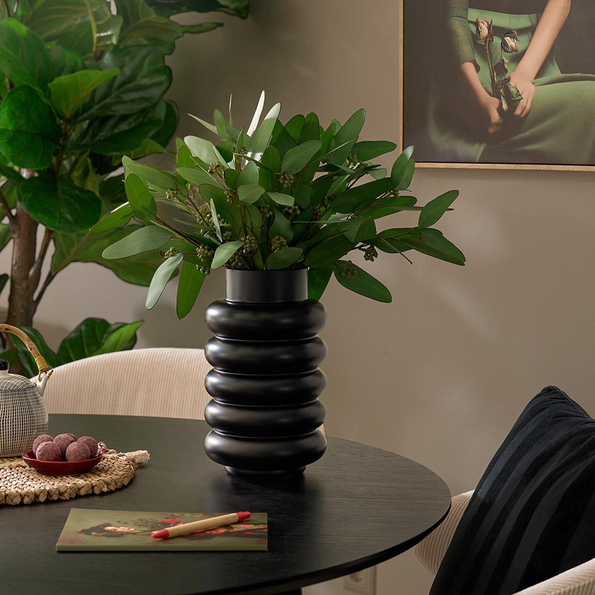 Váza Ribbo, V: ca. 20cm - čierna, Modern, sklo (15/25cm) - Premium Living