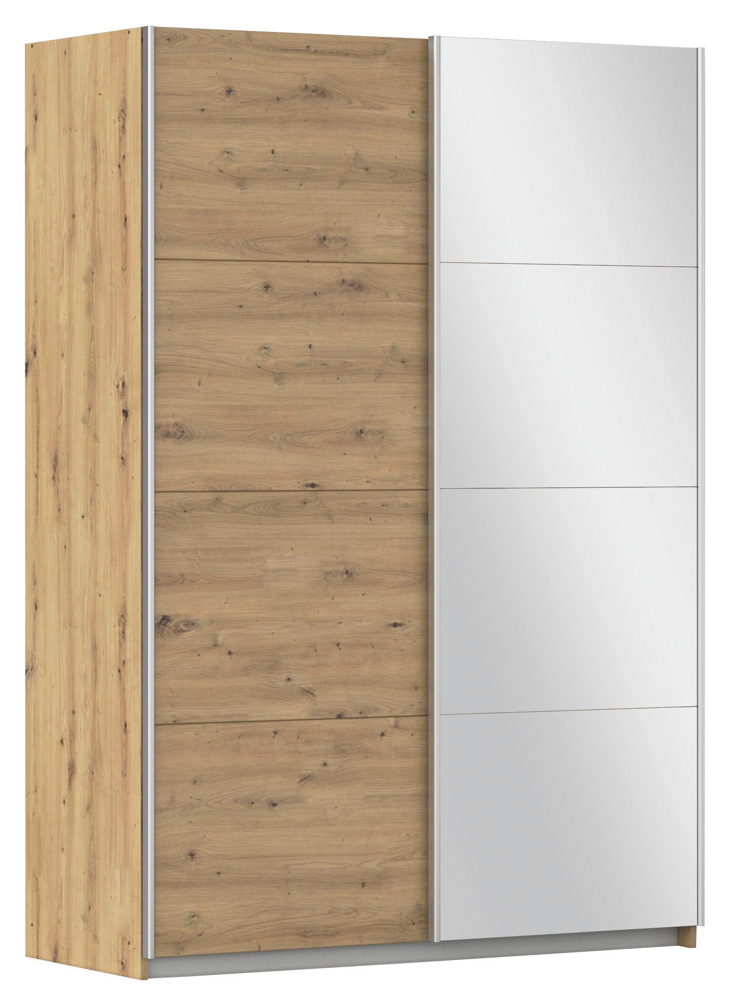 Schwebetürenschrank Subito - Silberfarben/Eiche Artisan, MODERN, Holzwerkstoff (136/197/61cm) - Rauch Möbel