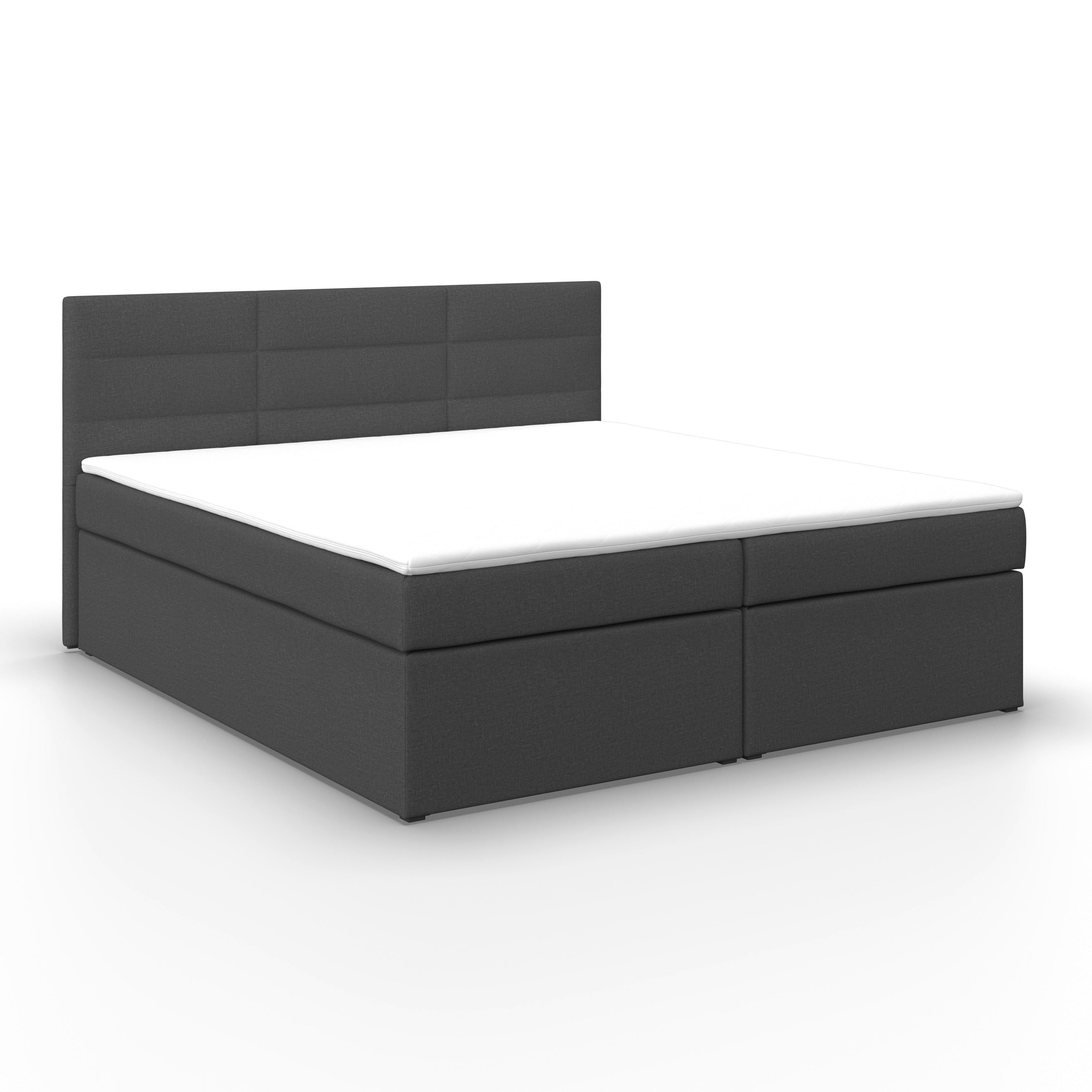 Manželská boxspring posteľ Lisa, 180x200, tmavosivá - tmavosivá, Modern, drevo/kompozitné drevo (180/200cm) - Bessagi Home