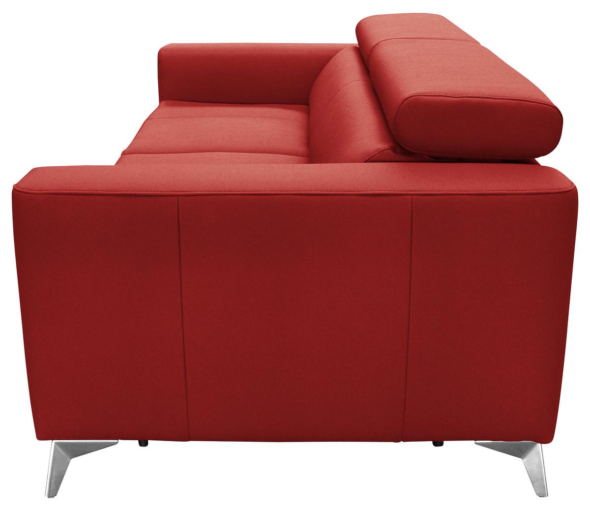 Schlafsofa Mondo, Rot B: 206 cm - Silberfarben/Rot, Design, Leder/Textil (206/95/101cm) - Livetastic