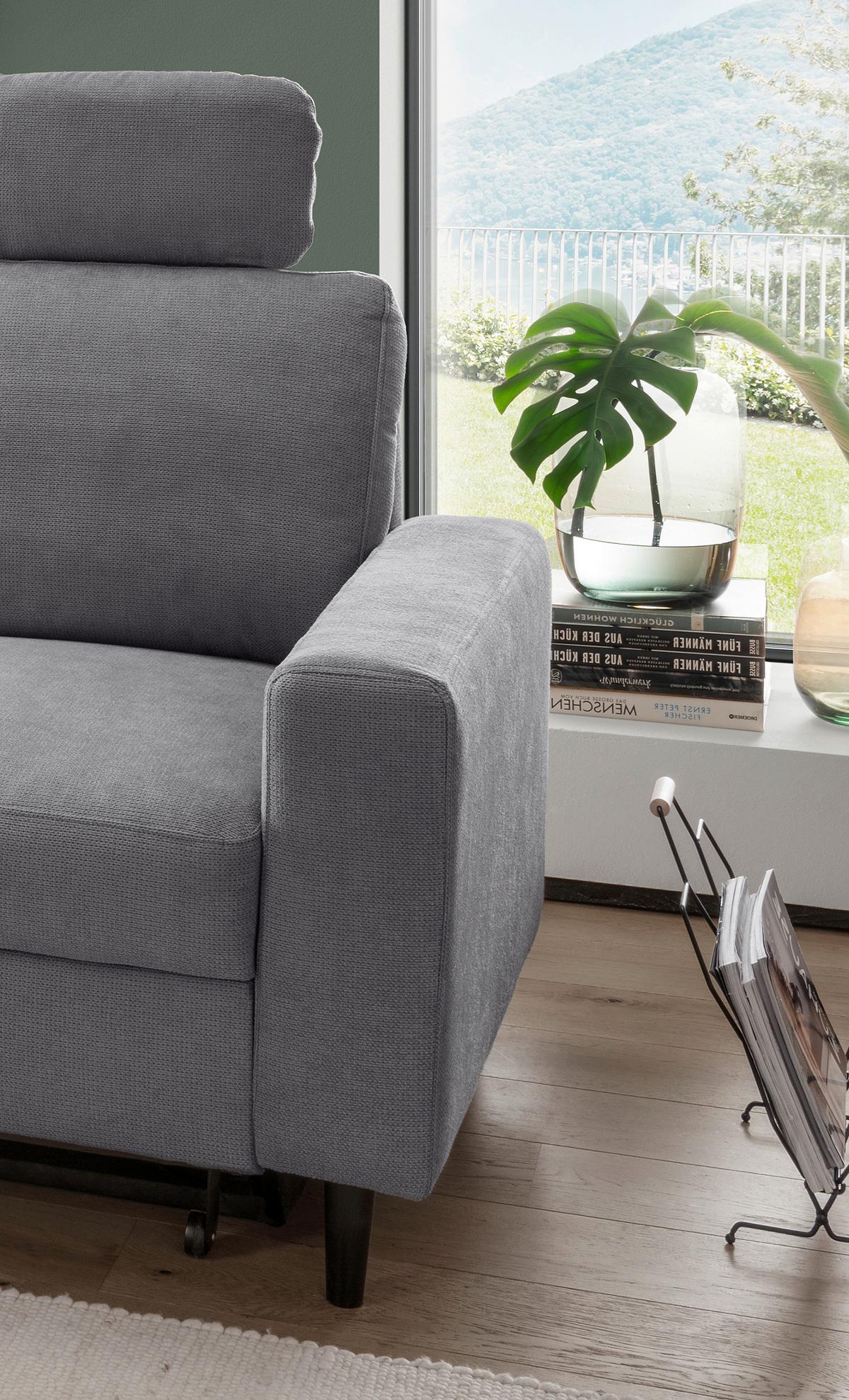 Eckschlafsofa Passione Dunkelgrau S: 147x234 cm - Dunkelgrau/Schwarz, MODERN, Textil (147/234cm) - Livetastic