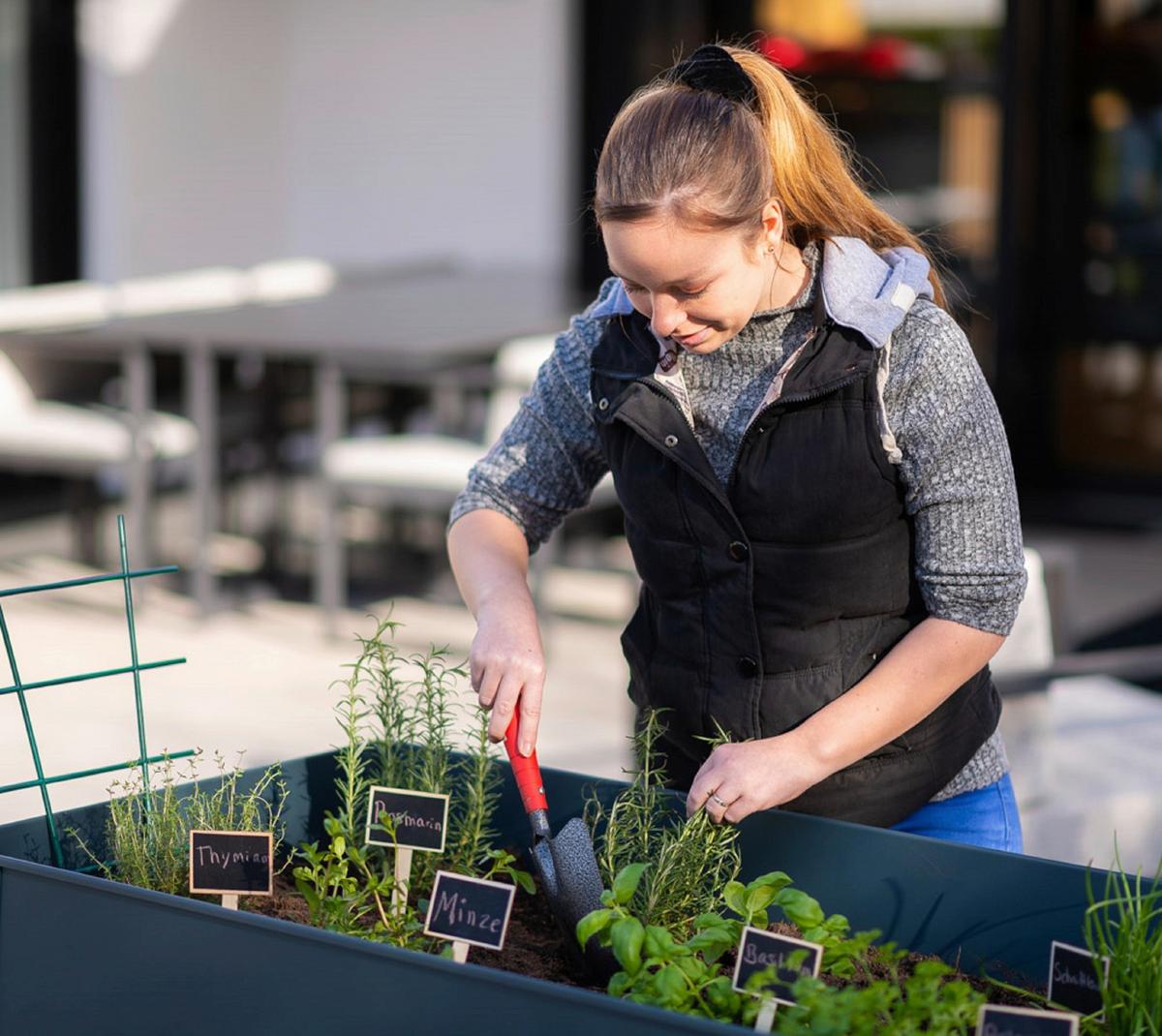 Hochbeet Stahl Swivel mit Ablagen 60/80/120 cm - Anthrazit, Basics, Metall (60/80/120cm)