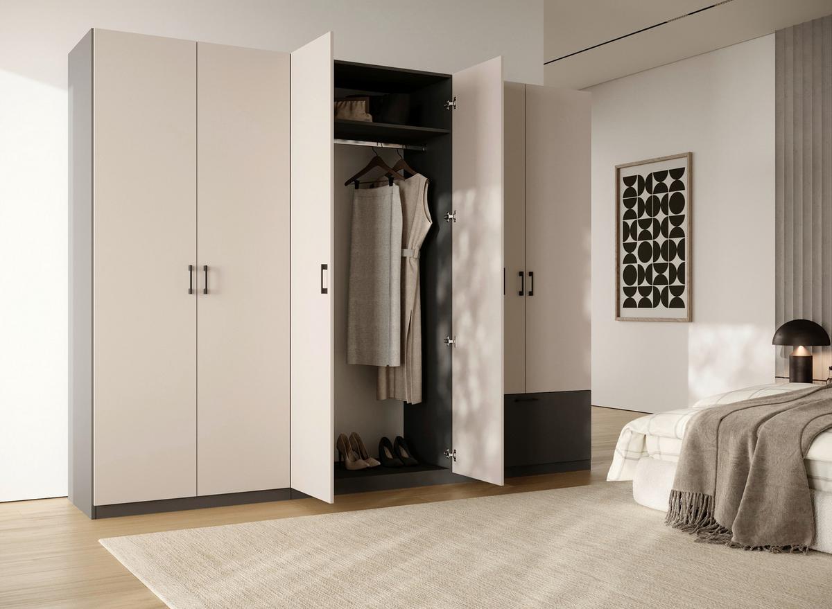 Drehtürenschrank Mit Schublade 269cm Mila Kaschmir/anthrazit - Kaschmir/Anthrazit, KONVENTIONELL, Holzwerkstoff (269/210/54cm)