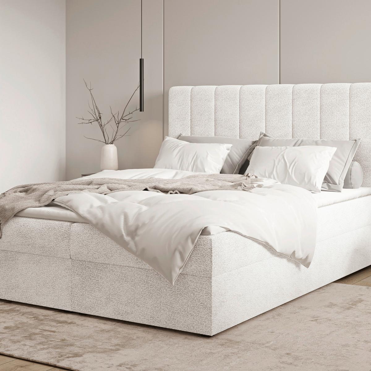 Boxbett Paris Lf: 160x200 Weiß/elfenbein - Elfenbein/Schwarz, MODERN, Holz/Kunststoff (160/200cm) - MID.YOU