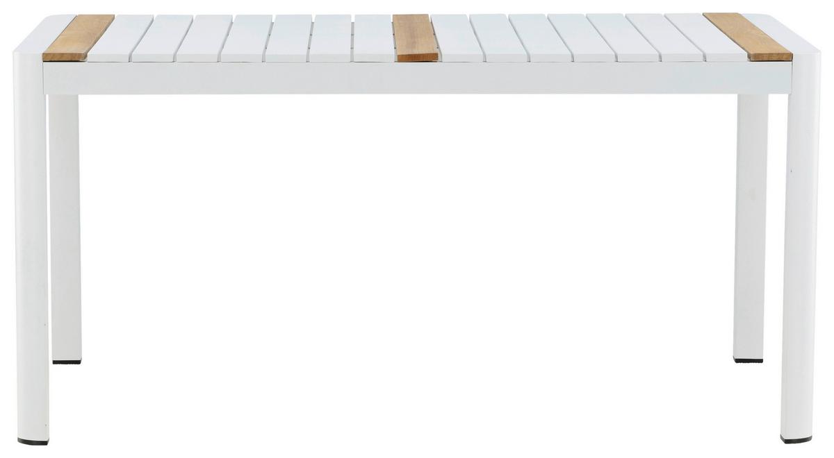 Gartentisch Togo Teakholz/metall L 90 Cm - Weiß, KONVENTIONELL, Holz/Metall (150/90/75cm) - Gardenson
