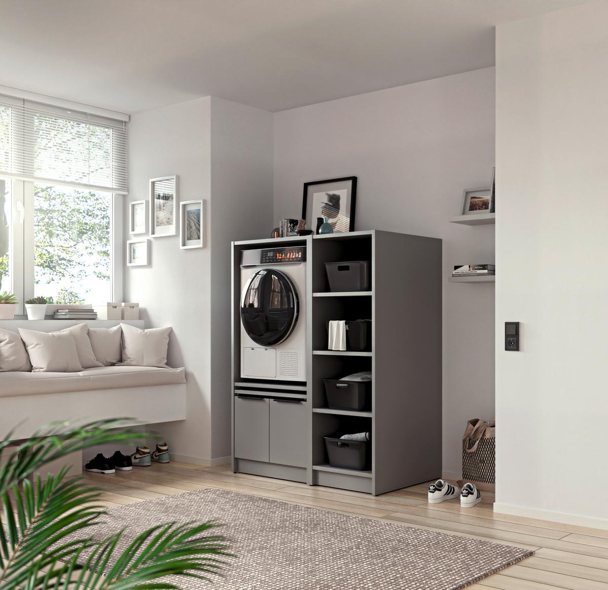 SKŘÍŇKA NAD PRAČKU TIDY HERO - šedá/černá, Basics, kov/kompozitní dřevo (70/150/68cm) - P & B
