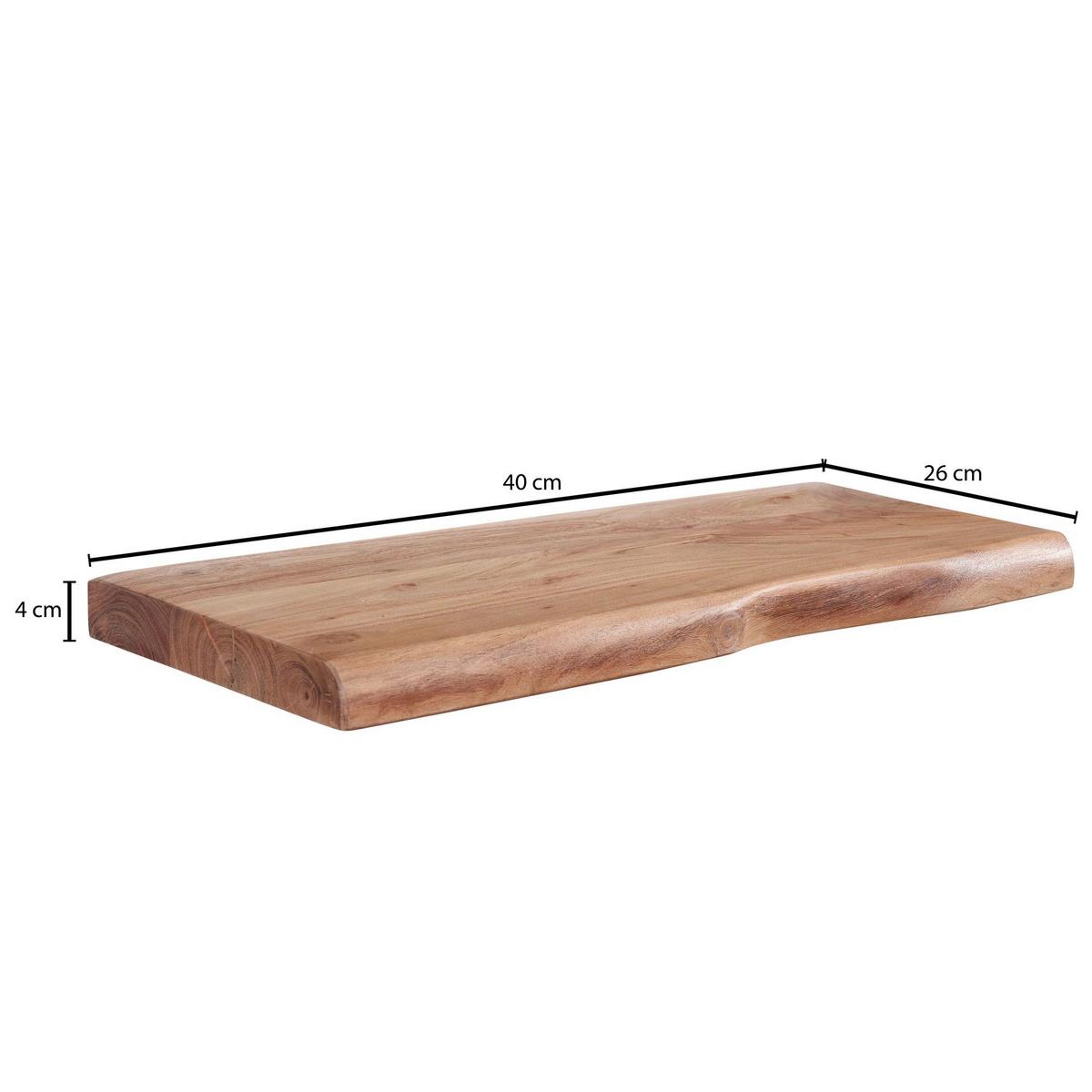 Nástěnná police z masivního dřeva š: 40cm - barvy akácie, Moderní, dřevo (40/4/26cm) - MID.YOU