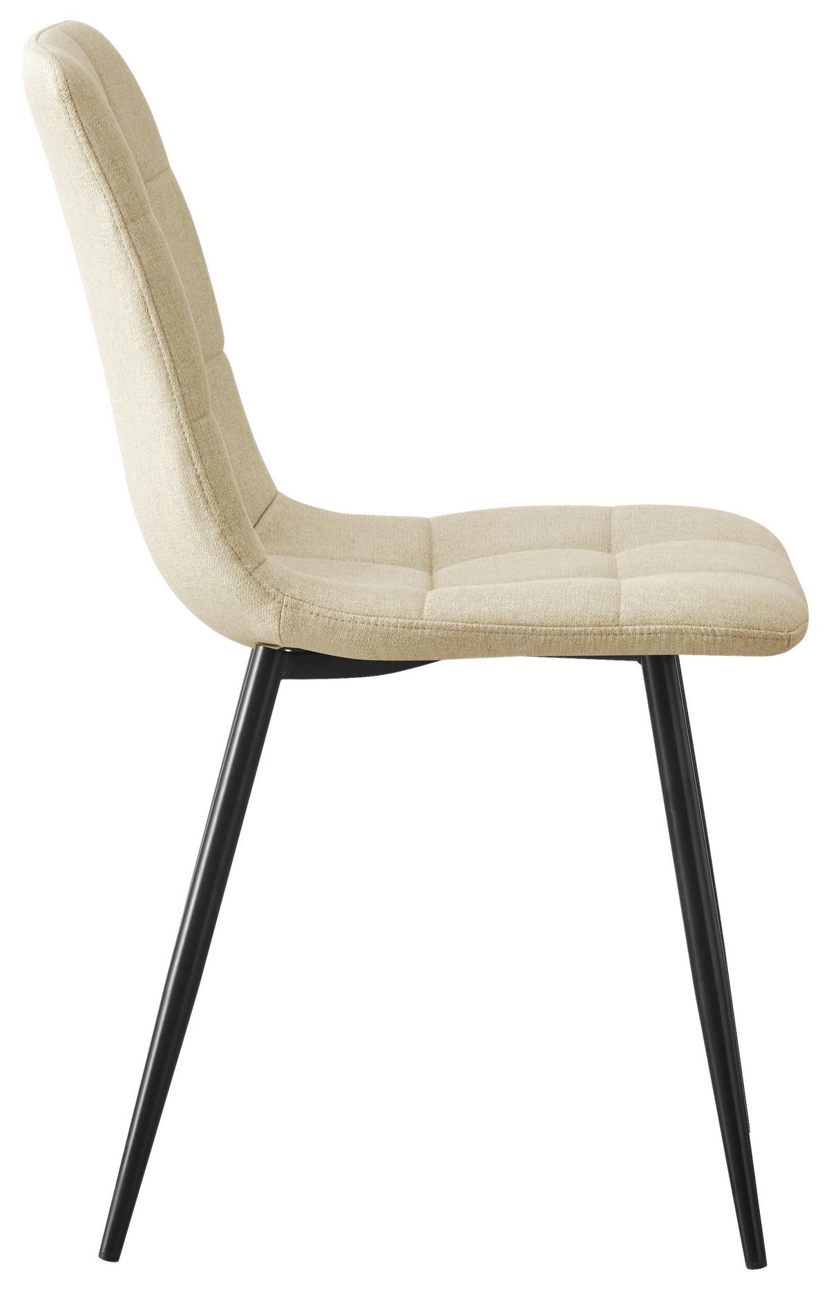 Stuhl Empoli Webstoff Beige, B: 45 cm - Beige/Schwarz, MODERN, Holz/Textil (45/86/55cm) - Livetastic