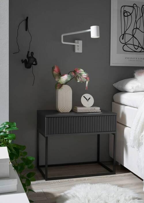 Nachtkästchen Schwarz/graphit H: 52 Cm Marle - Schwarz/Graphitfarben, MODERN, Holzwerkstoff/Metall (60/52/38,5cm) - Livetastic