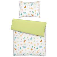 Babybettwäsche 135x100 Cm Lilli Tier-Motiv Baumwolle - Weiß/Grün, MODERN, Textil (100/135cm) - Luca Bessoni