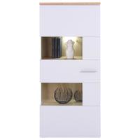 Vitrine Twin B: 60,1 cm Hellgrau/Eiche Artisan Dekor - Silberfarben/Hellgrau, MODERN, Holzwerkstoff (60,1/138,4/37,2cm)