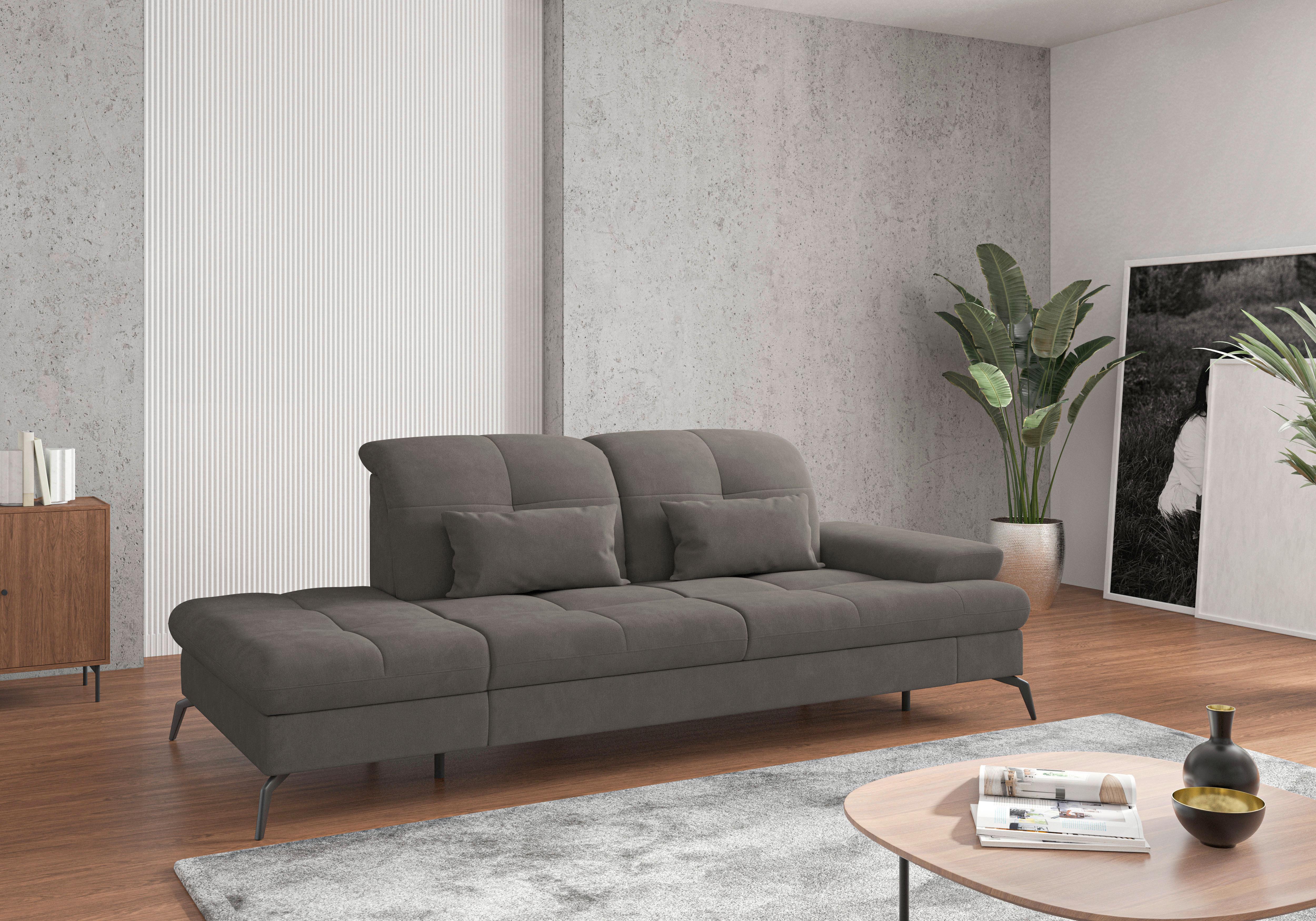 RÉCAMIERE Amica E, Graphitfarben B:231cm - Schwarz/Graphitfarben, KONVENTIONELL, Textil (231/90/122cm) - Sit & More