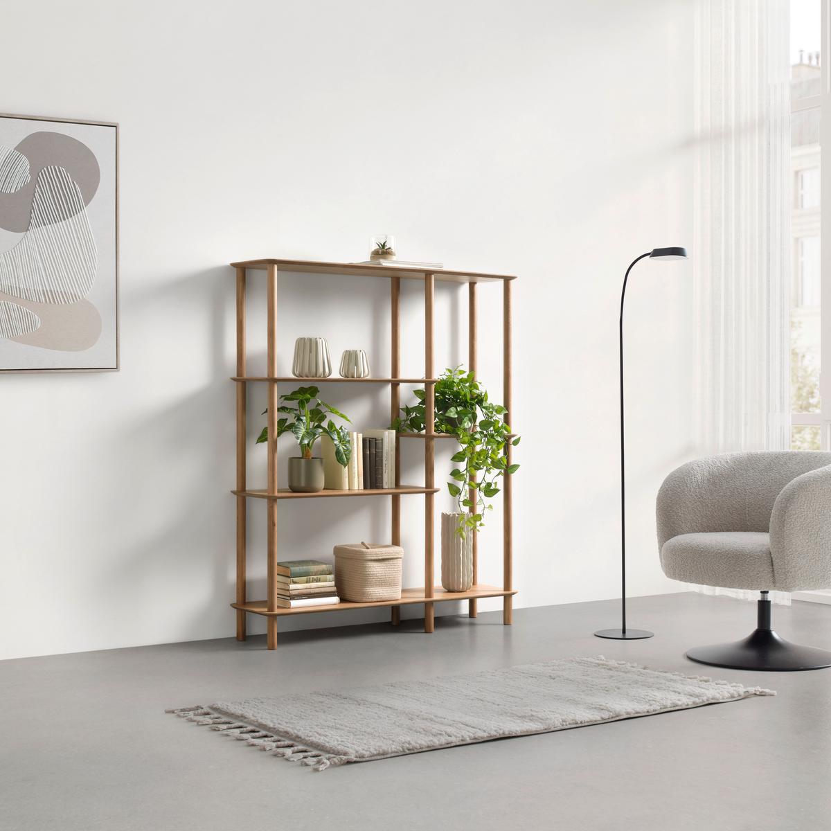 Regál MATS, přírodní barvy - přírodní barvy, Moderní, dřevo/kompozitní dřevo (120/140/30cm) - Premium Living