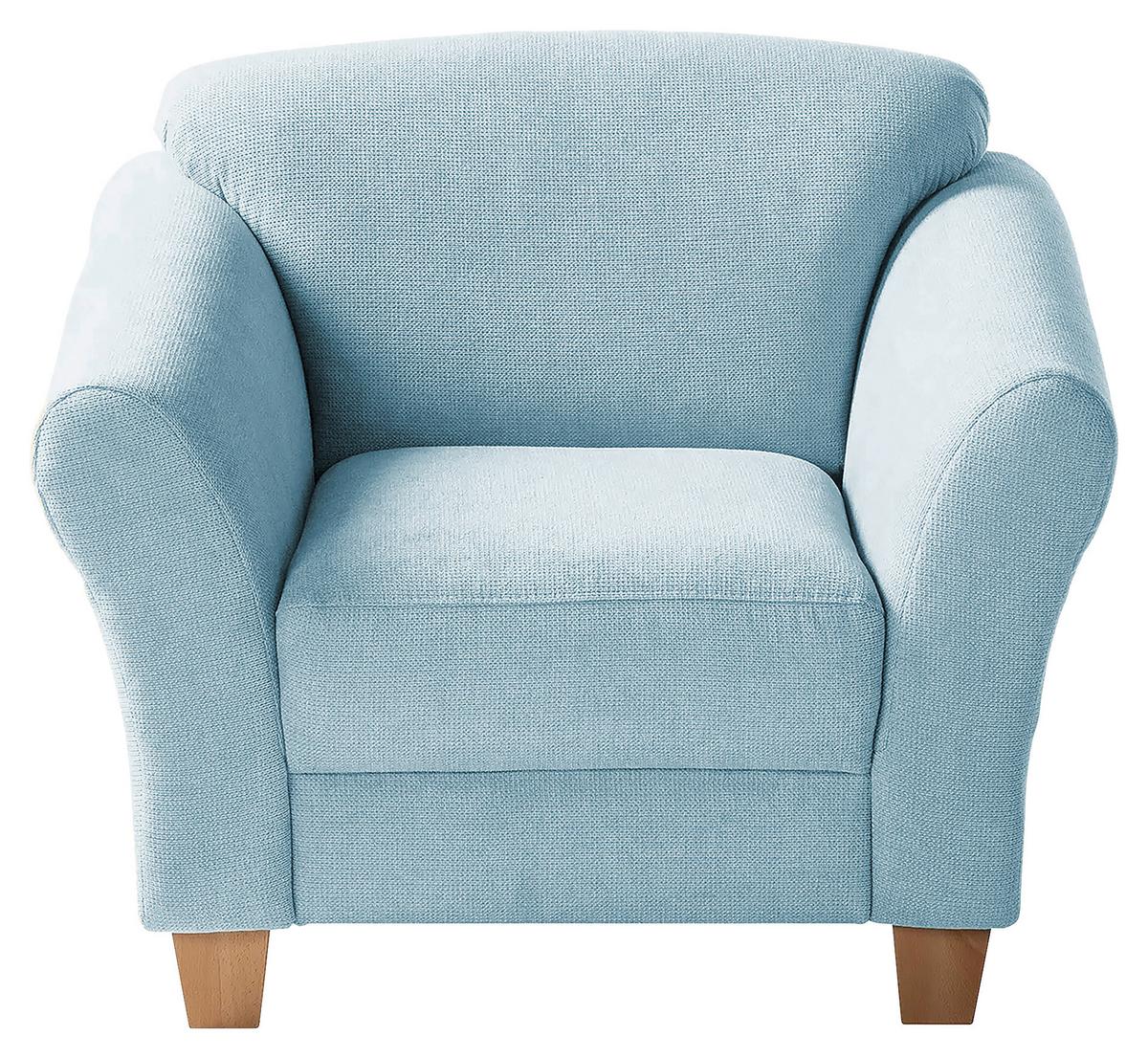 Sessel Gotland hellblau Rücken echt, 101x84x89 cm - Naturfarben/Hellblau, KONVENTIONELL, Textil (101/84/89cm) - Sit & More