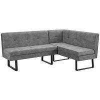Eckbank Nexus Samt grau, 180x140cm - Schwarz/Grau, KONVENTIONELL, Textil/Metall (180/140cm)