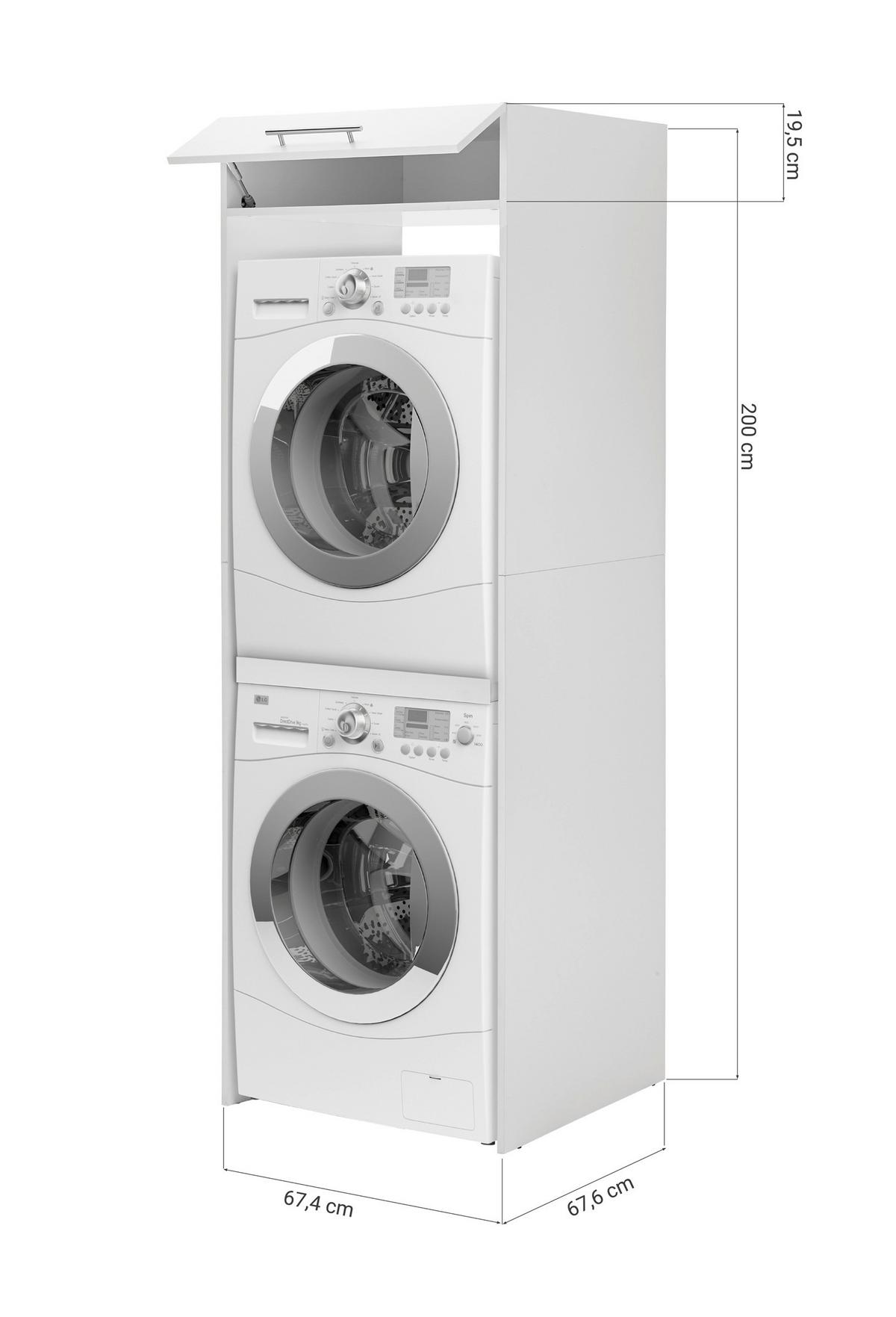 Waschmaschinenschrank Clara - Weiß, KONVENTIONELL, Holzwerkstoff (67,4/200/67,6cm) - Respekta