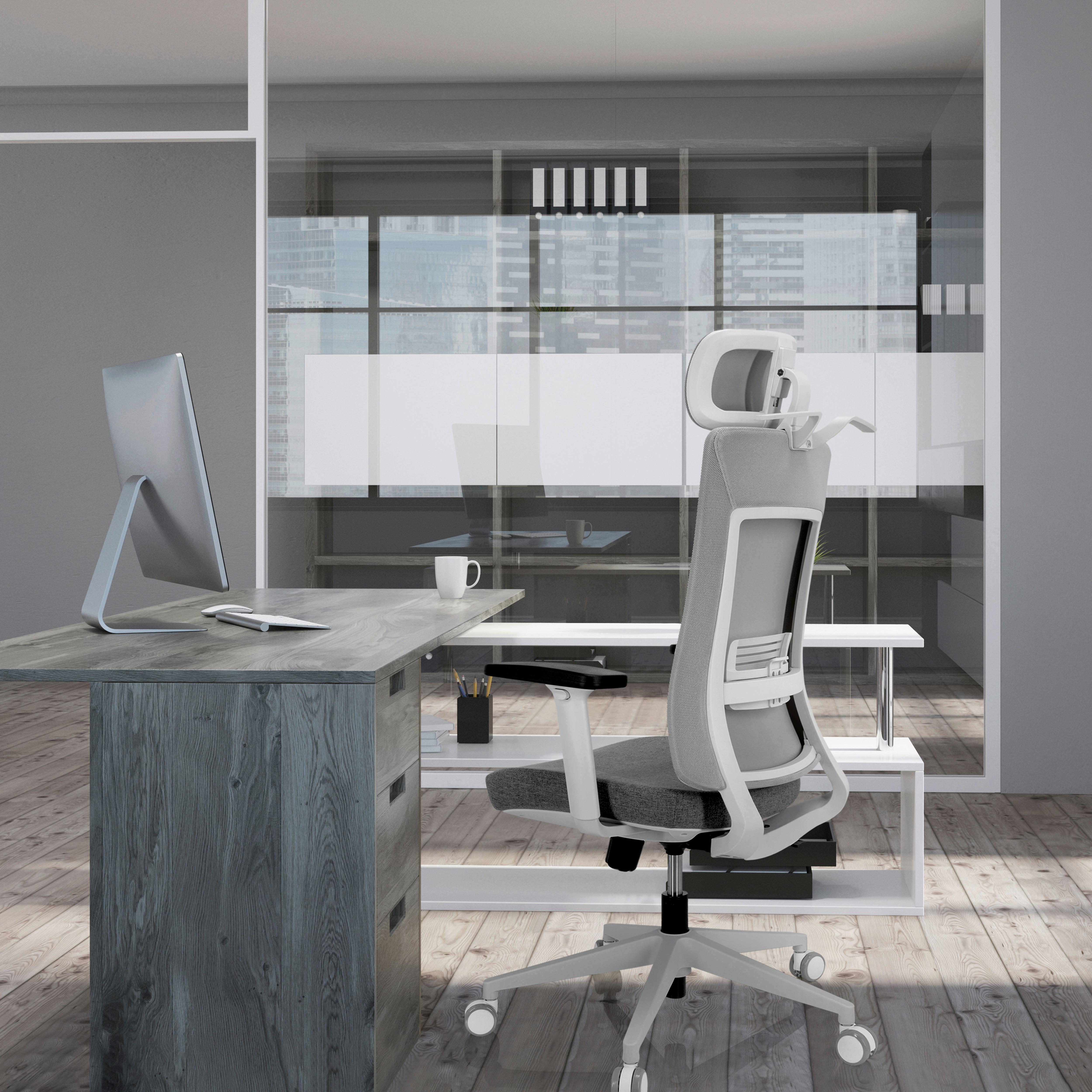 Drehstuhl Comfio Wmh mit Armstützen Grau - Grau, Basics, Kunststoff/Textil (66/120/60cm) - MID.YOU