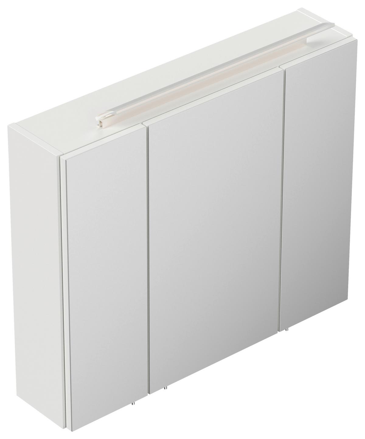 Spiegelschrank Weiß Hochglanz B: 75 cm - Weiß Hochglanz, MODERN, Glas/Holzwerkstoff (75/62/17cm) - MID.YOU