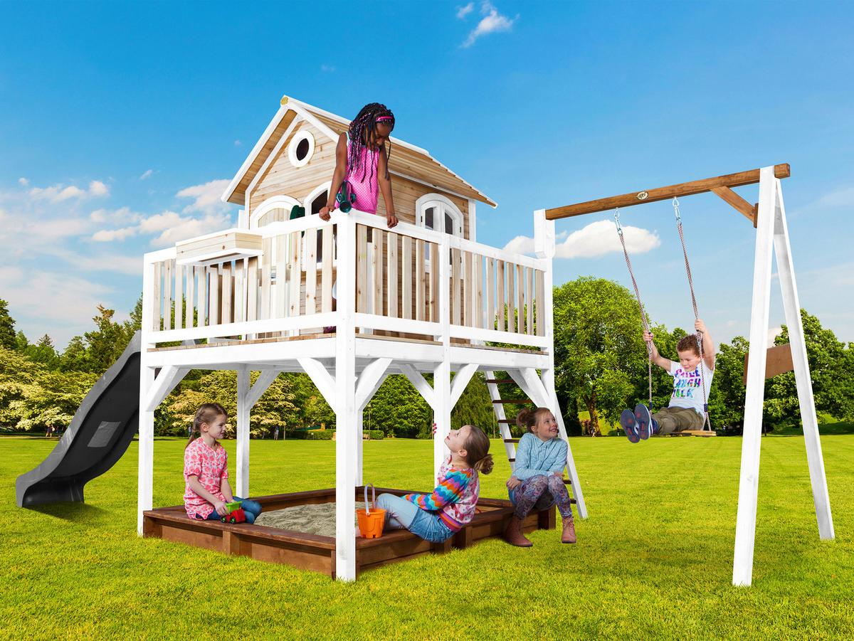 Spielturm A030.152.81 - Braun/Weiß, KONVENTIONELL, Holz/Kunststoff (541/291/277cm) - Ambia Garden