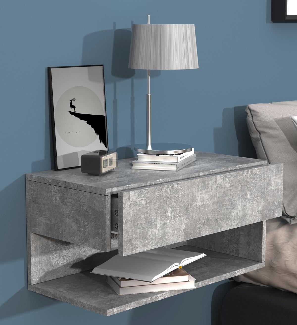 Nachtkästchen Usal Xl B: 60 Cm Grau - Grau, MODERN, Holzwerkstoff (60/30/32cm) - MID.YOU