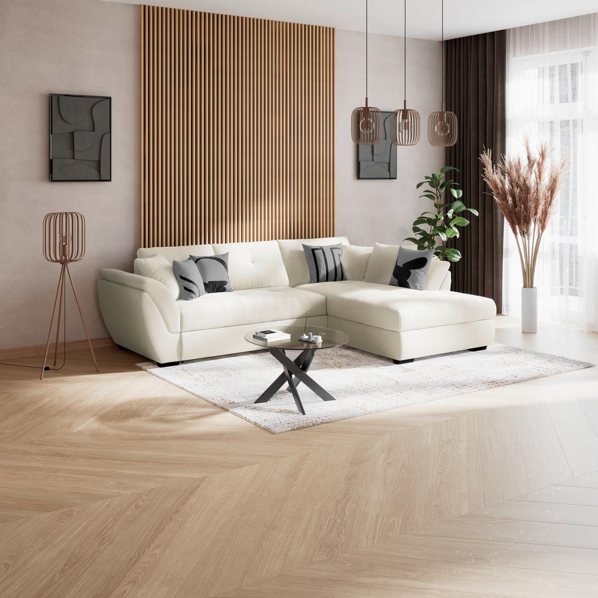 Rohová sedačka BERISSO, pravá, sivá tk. VINCI - čierna/sivá, Konventionell, textil (278/187cm) - Ondega