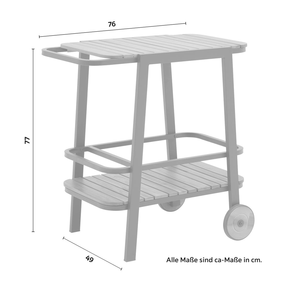 Servírovací vozík MARLO farby akácie - čierna, Modern, kov/drevo (76/77/49cm) - Bessagi Garden