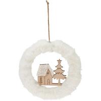 Vánoční ozdoba na stromeček SERENE 19 cm - bílá/barvy jedlového dřeva, dřevo/textil (0.3/19/19cm)