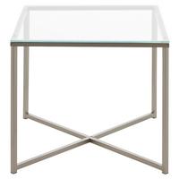 Kisasztal Cross - krómszínű/átlátszó, Design, Üveg/fém (50/50/45cm) - MID.YOU