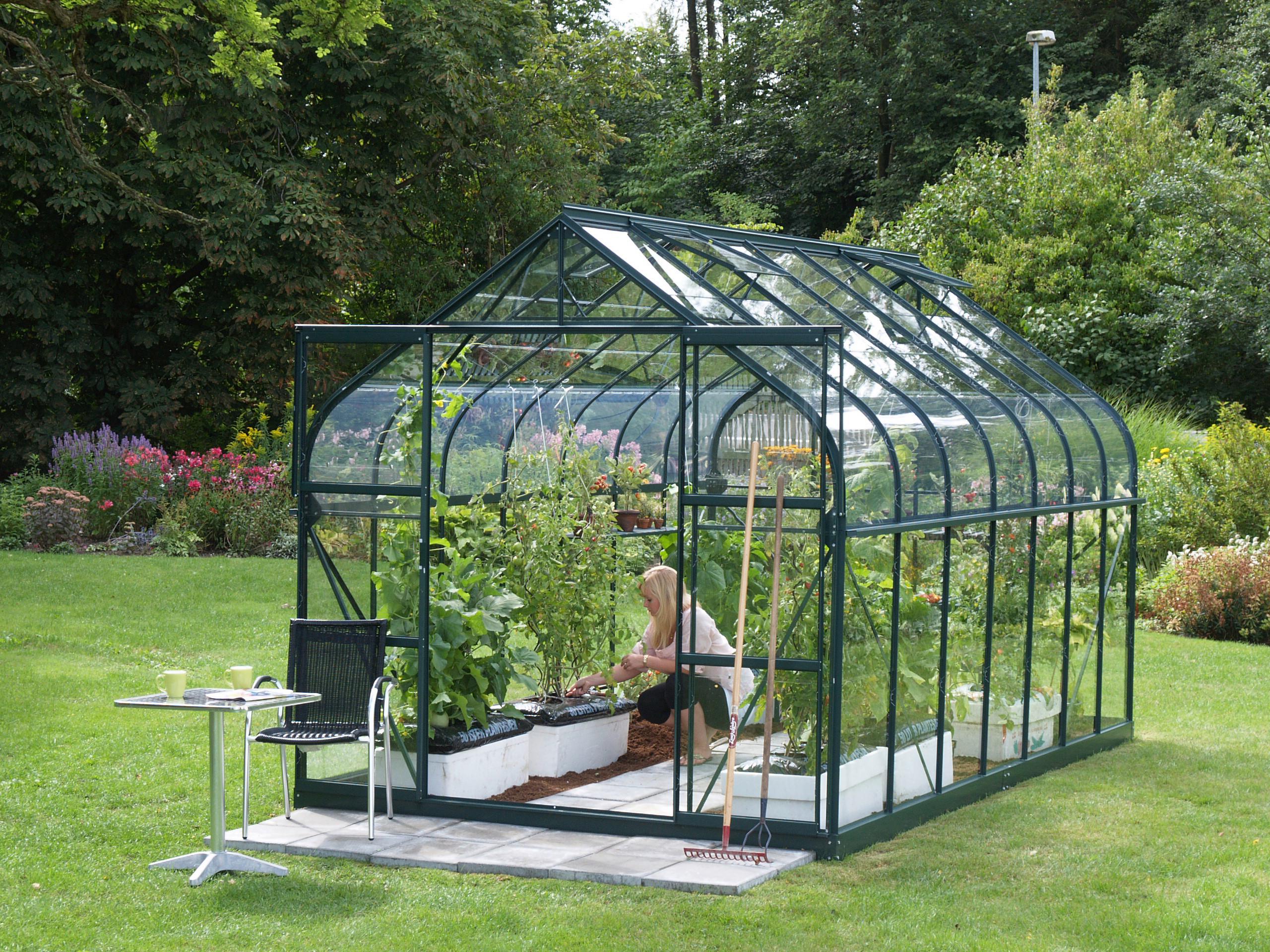 Gewächshausbausatz Diana 11500 11,5 m2 Metall/Glas - Smaragdgrün, Basics, Glas/Metall (263,5/254,4/445cm)