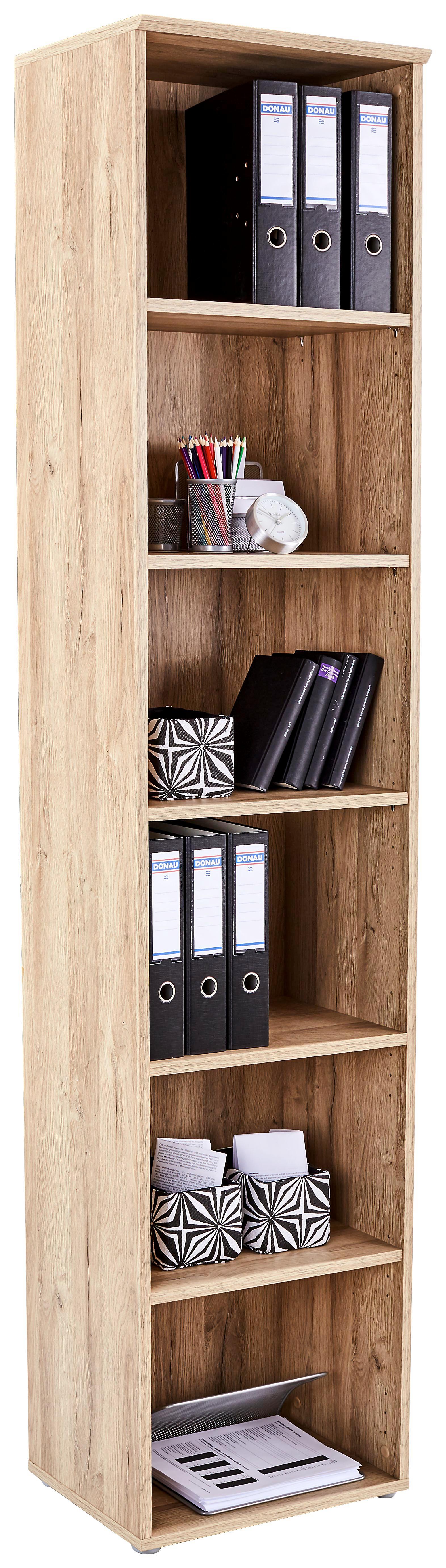 Klassisches Regal mit 5 offenen Fächern Regal mit 5 Fächern in Eichefarben online finden