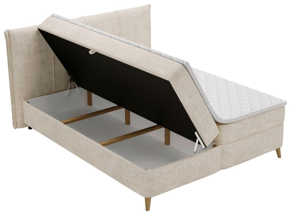 Americká posteľ VELORIA béžová - sivá/prírodná farba, Konventionell, drevo/textil (160/200cm) - Mömax