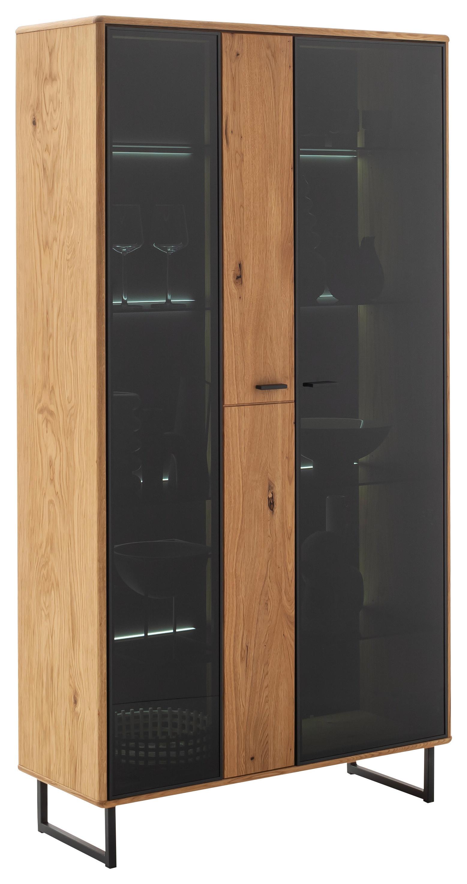 Vitrine Arezzo Wildeiche/Anthrazit B: 100 cm - Wildeiche/Anthrazit, Design, Glas/Holz (100/186/37cm) - MID.YOU