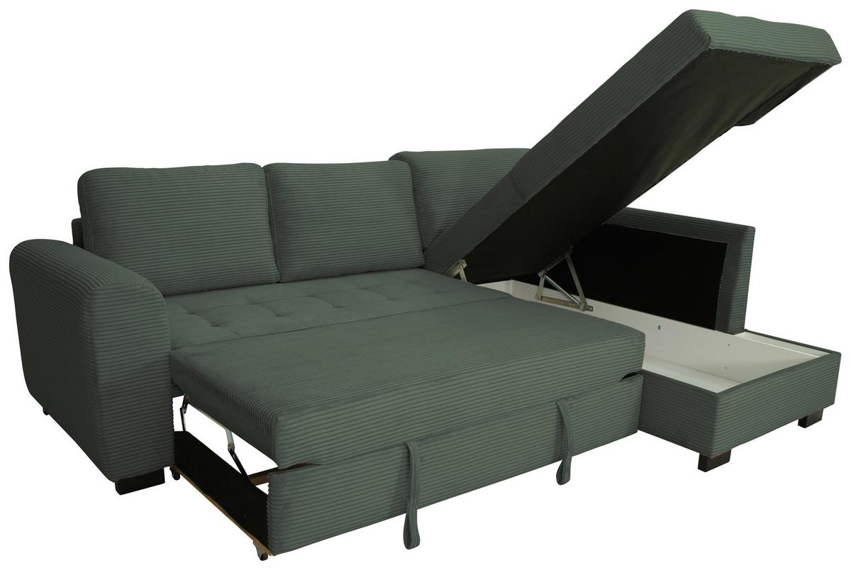 Ecksofa John Grün S: 239x178 cm - Schwarz/Grün, Trend, Textil (239/178cm)
