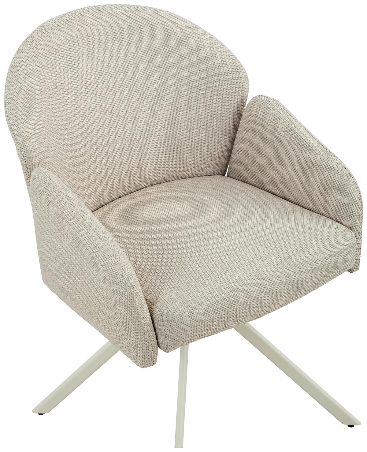 Armlehnstuhl Holly drehbar Webstoff Beige, B: 56,5 cm - Beige, MODERN, Textil/Metall (56,5/61/84cm)