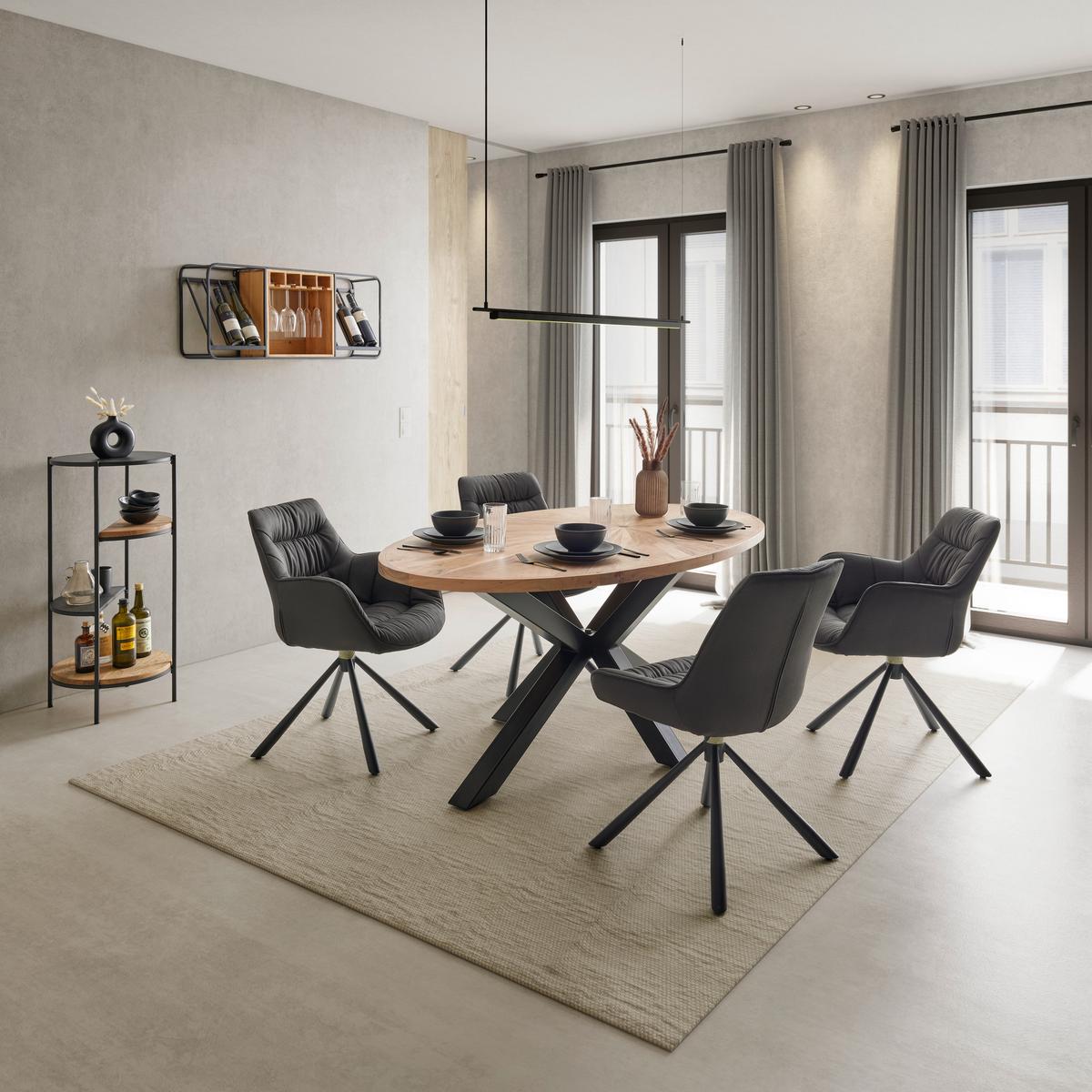 Jedálenský stôl ORBIT akácia masív 180x100cm - čierna/farba akácie, Design, kov/drevo (180/76/100cm) - Zandiara