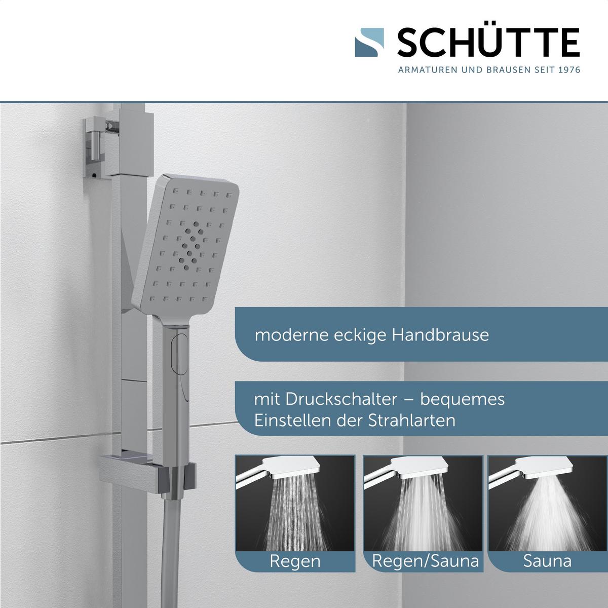 Brausegarnitur Ocean Chrom 3-Fach verstellbar Anti-Kalk - Anthrazit, Design, Metall (3/80-120/37,5cm) - Schütte