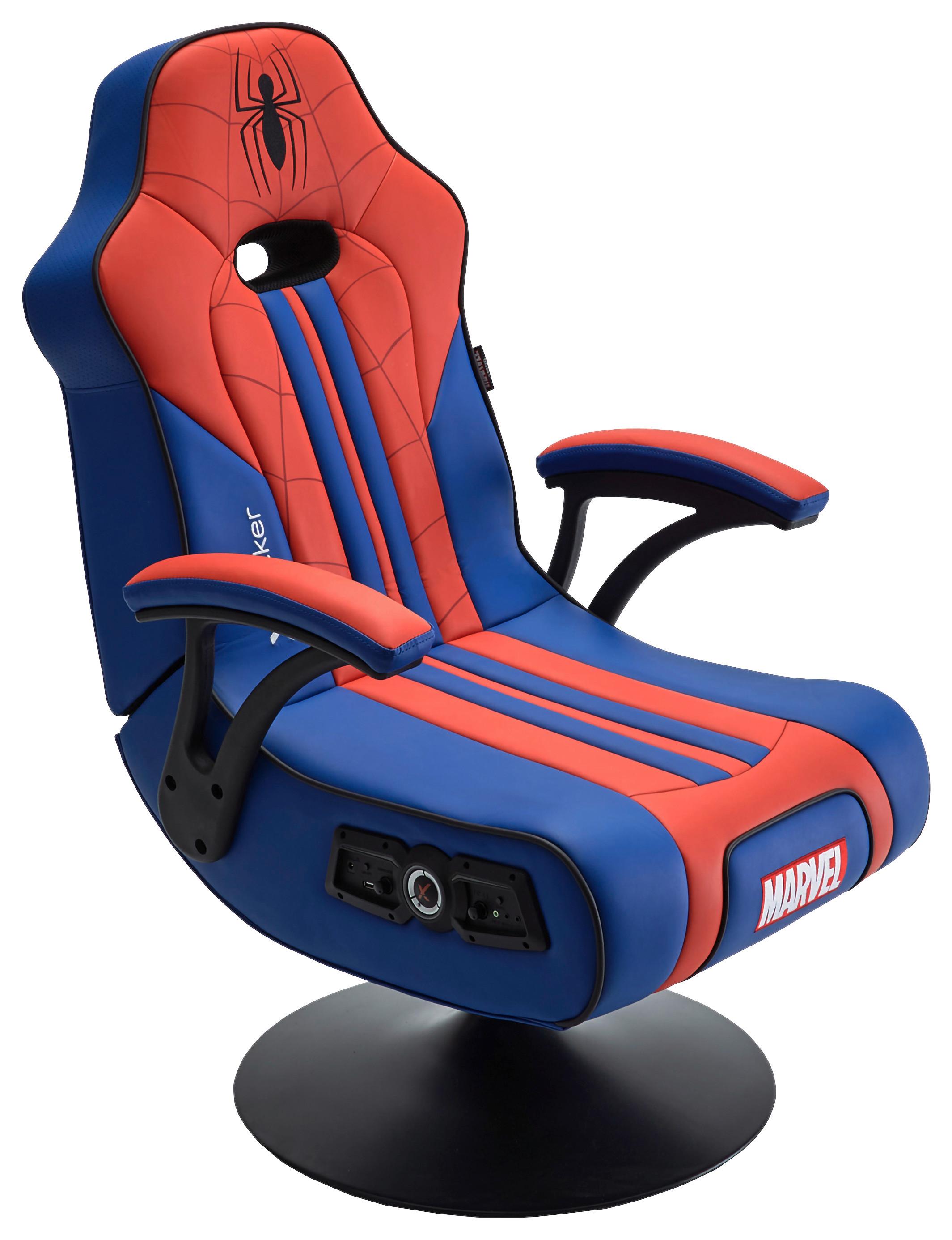 Gamingsessel Marvel Blau/rot/schwarz B: 53 Cm - Blau/Rot, MODERN, Leder/Holzwerkstoff (53/102/88cm) - X Rocker