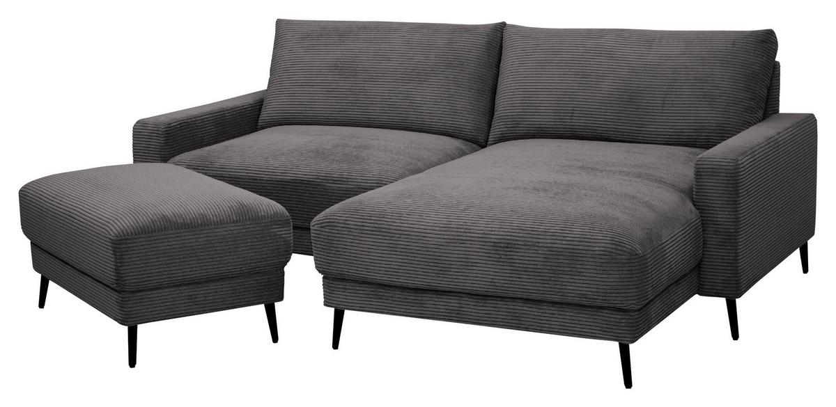 Univerzálna sedačka CORA, tmavosivý menčester - čierna/sivá, Modern, kov/drevo (223/86/161cm) - Mömax