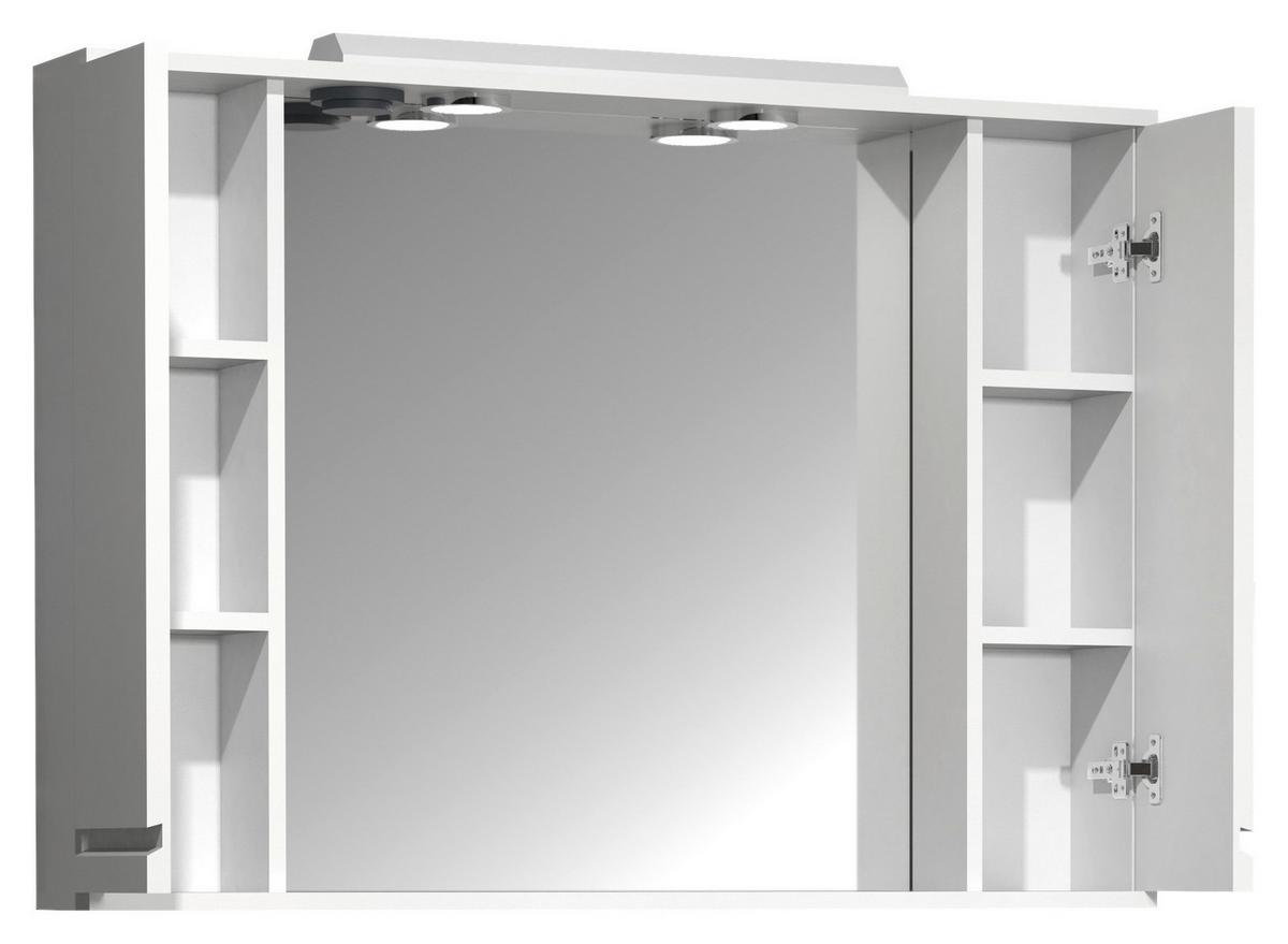 Spiegelschrank Silora XL - Weiß, MODERN, Glas/Holzwerkstoff (100/71/14cm) - MID.YOU
