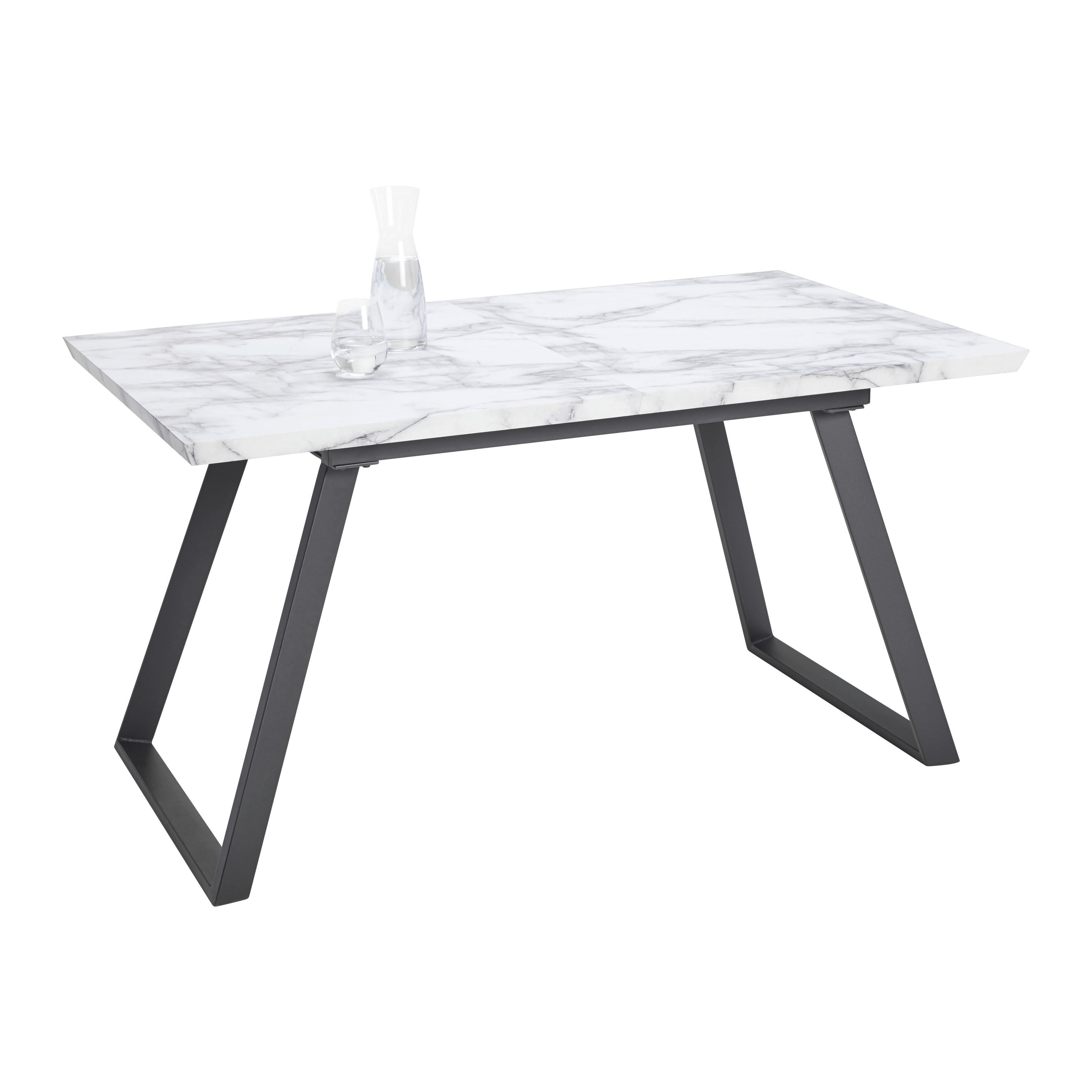 Jedálenský Stôl Luigi 140-180 Cm - čierna/biela, Moderný, kov/kompozitné drevo (140-180/80/76cm) - Bessagi Home
