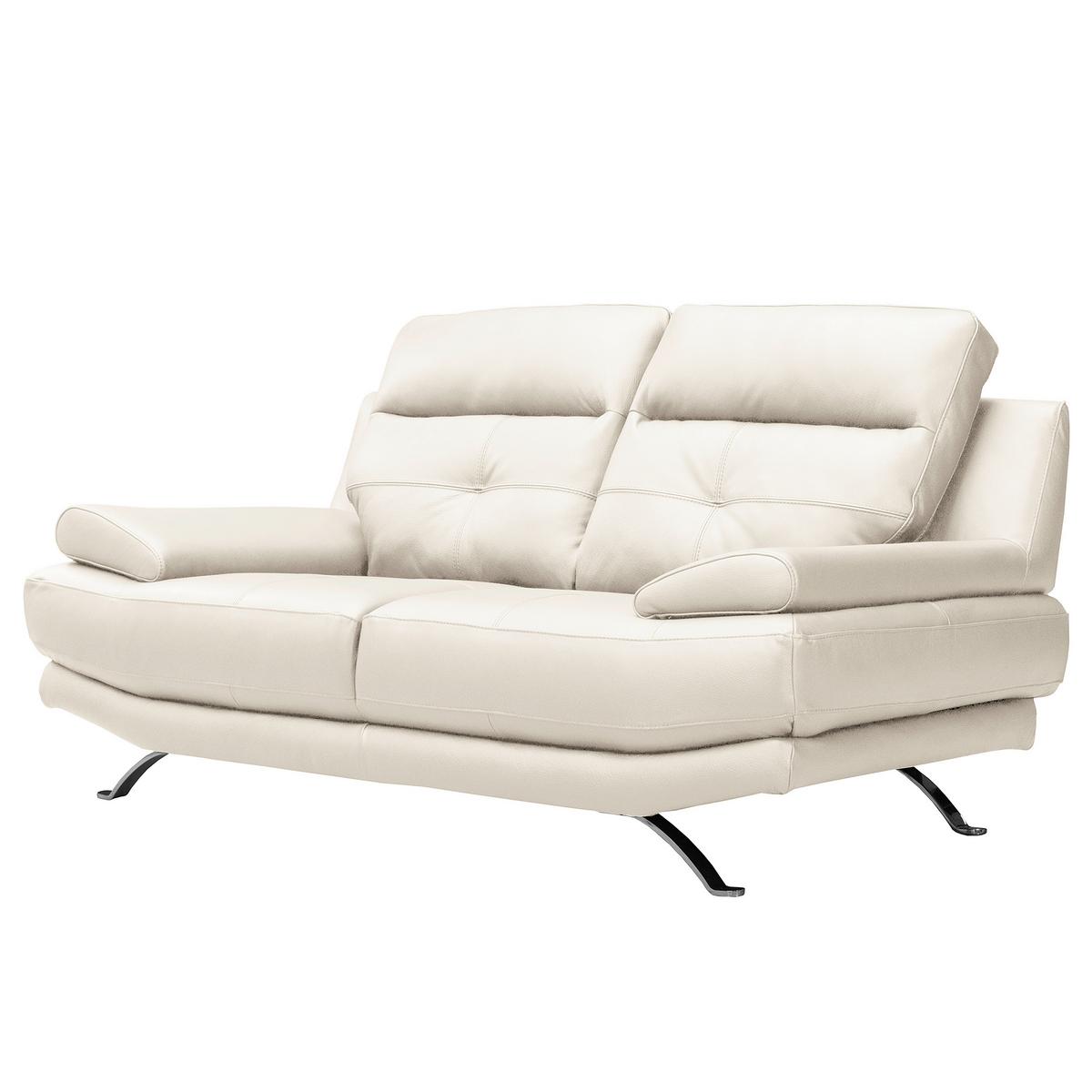 2-sitzer-sofa Derby Echtleder Weiß B: 185 Cm - Chromfarben/Weiß, Design, Leder (185/92/99cm) - Livetastic