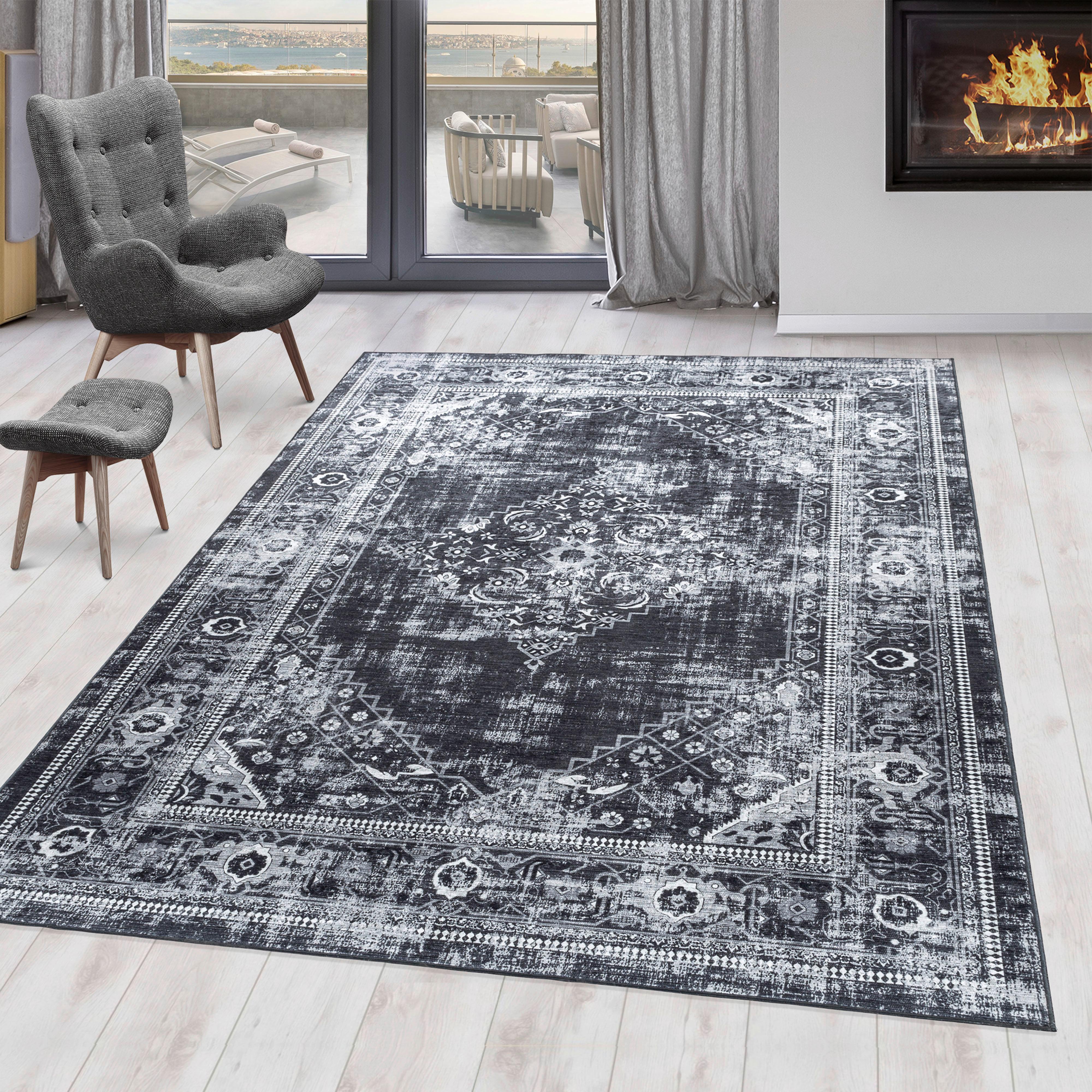 Flachwebteppich Fiesta - Schwarz, Design, Textil (140/200cm) - Novel