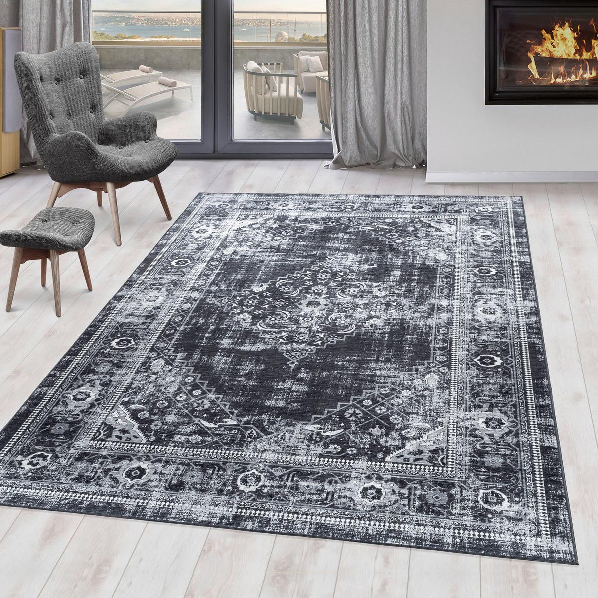 Flachwebteppich Fiesta - Schwarz, Design, Textil (80/150cm)