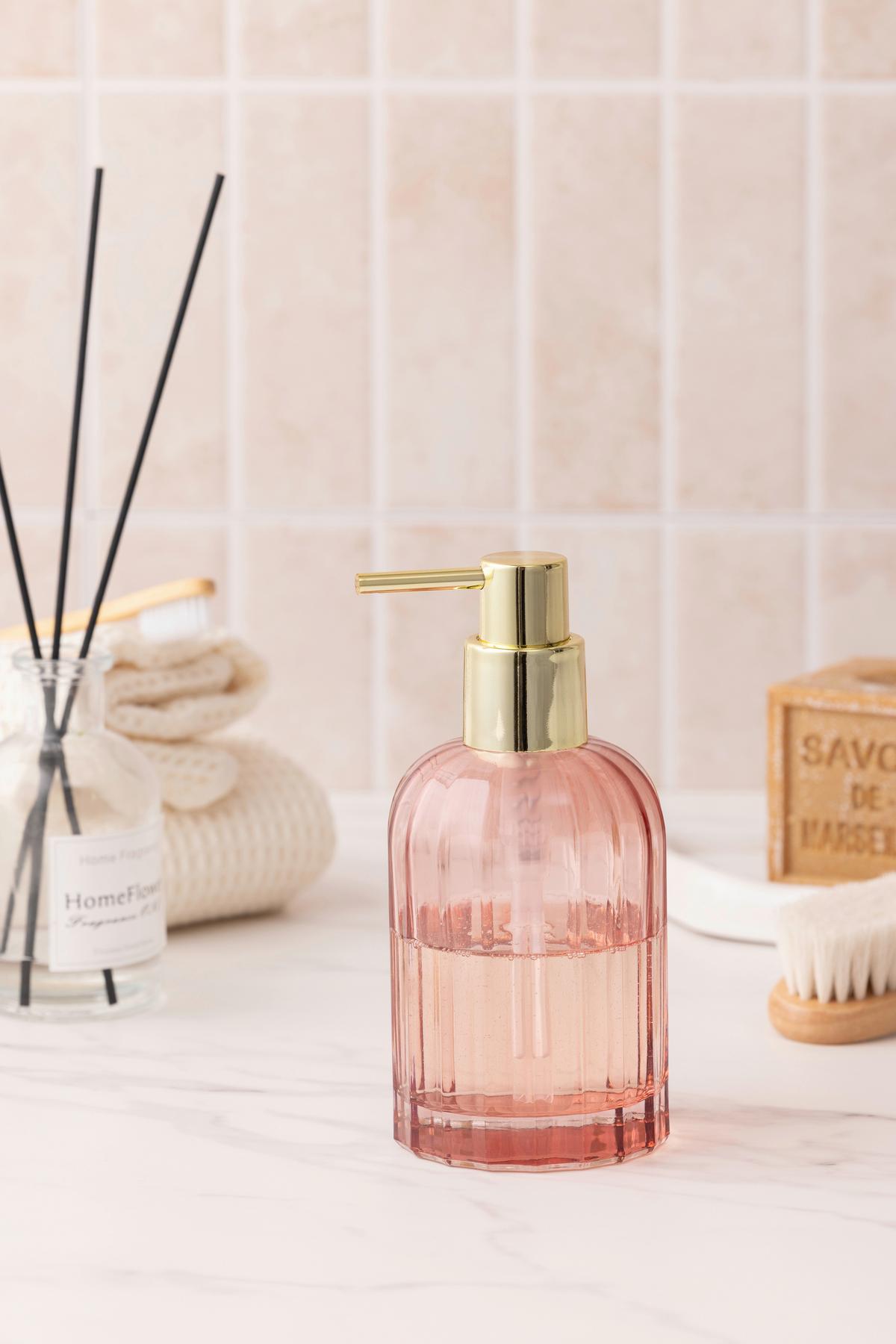 Szappanadagoló Wilma Kb. 280ml - pink/barna, Konventionell, műanyag/üveg (7.5/15.5cm)