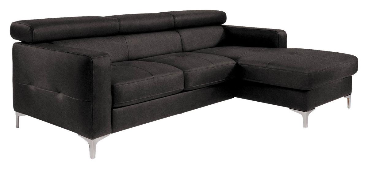 Ecksofa mit Schlaffunktion Sammy Anthrazit - Chromfarben/Anthrazit, Design, Textil (226/169cm) - Livetastic
