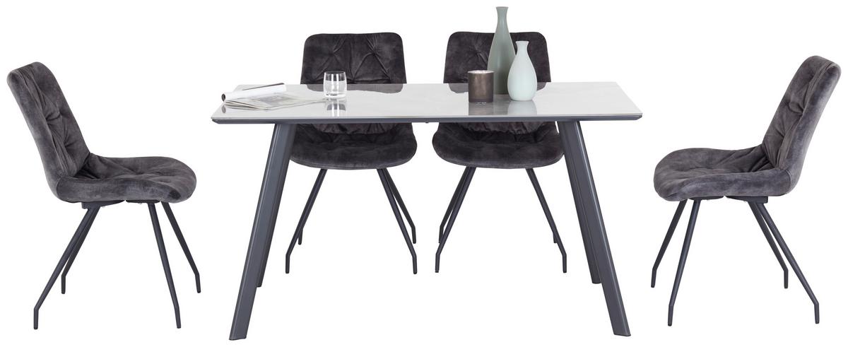 JÍDELNÍ STŮL GEORGE 140 - šedá/černá, Konvenční, kov/kompozitní dřevo (140/76/80cm)