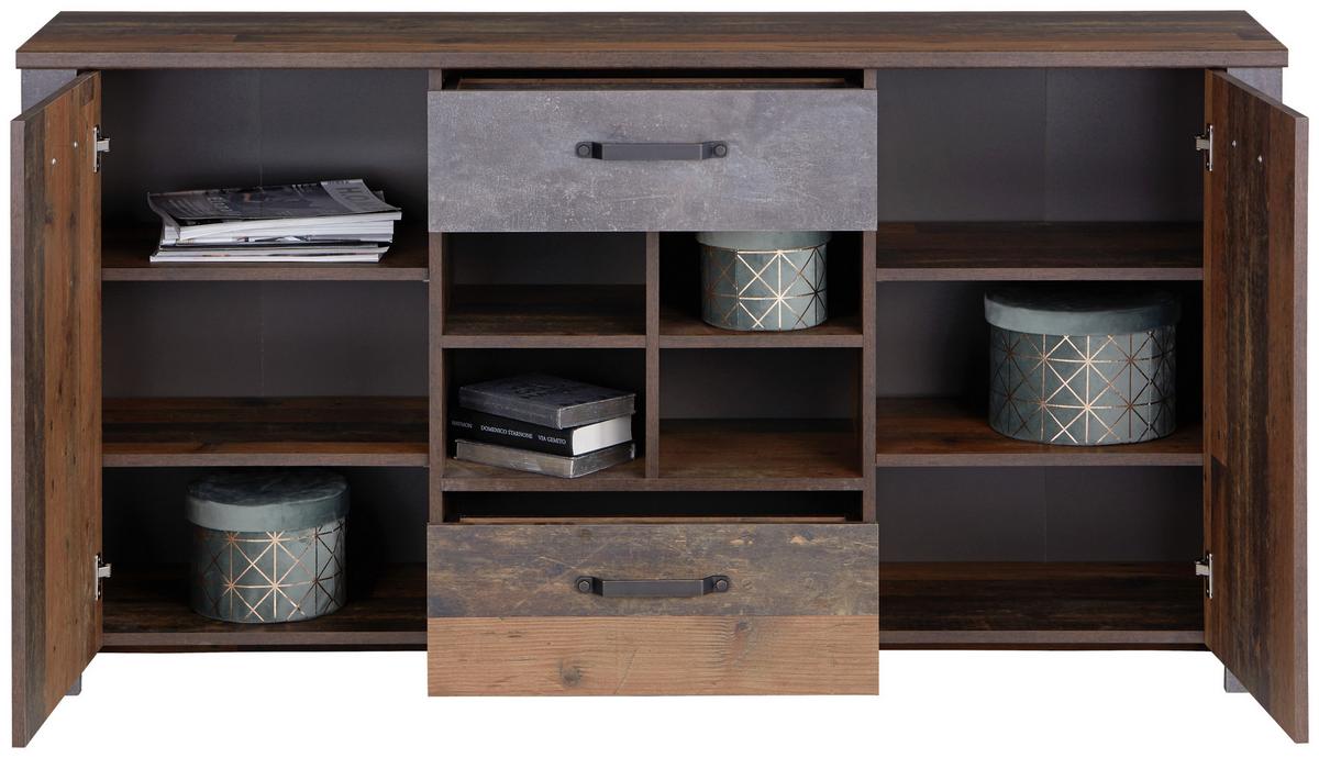 ŠIROKÁ KOMODA ONTARIO - šedá/barvy dubu, Moderní, kompozitní dřevo/plast (162/86/41,5cm) - Ondega