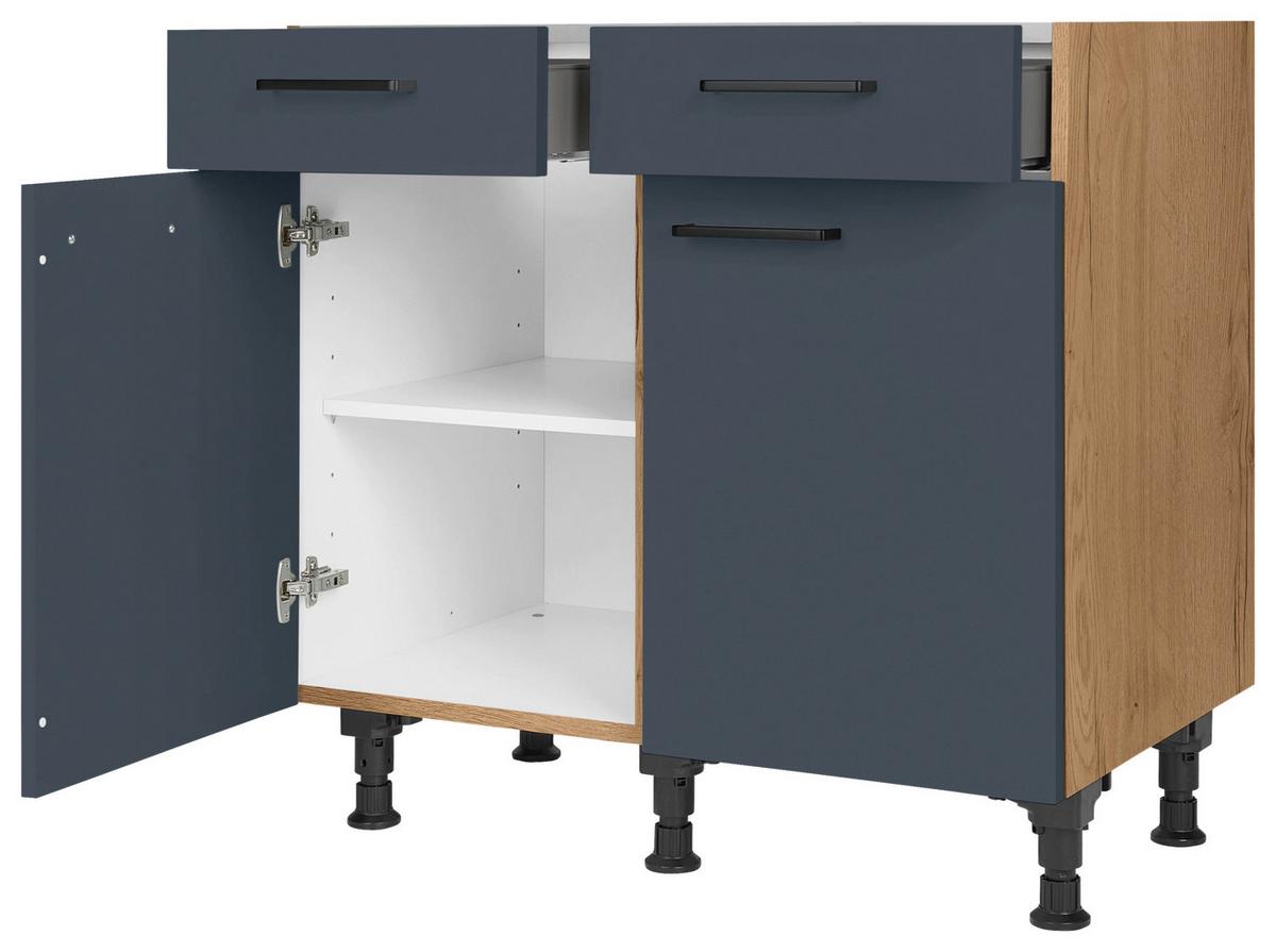 Schubkastenunterschrank Easytouch - Blau/Eichefarben, MODERN, Holzwerkstoff (90/87/56cm) - Nobilia